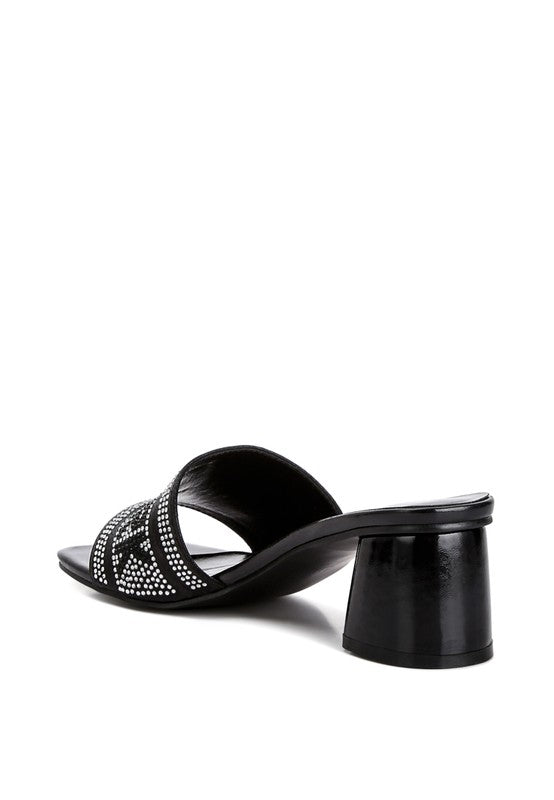 Studio 55 Diamante Embellished New York Sandals Black by Rag Company | Fleurcouture