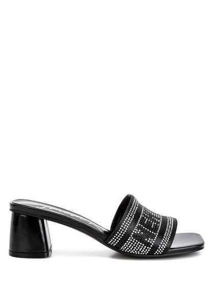 Studio 55 Diamante Embellished New York Sandals Black by Rag Company | Fleurcouture