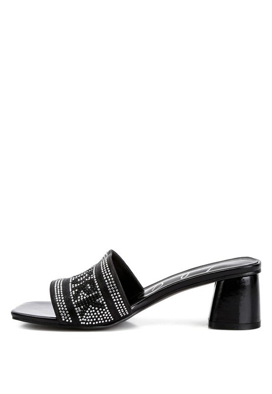 Studio 55 Diamante Embellished New York Sandals Black by Rag Company | Fleurcouture