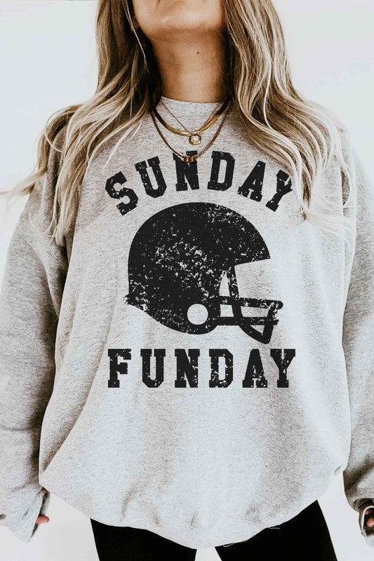 SUNDAY FUNDAY FOOTBALL GAME DAY GRAPHIC SWEATSHIRT ASH SMALL by ROSEMEAD LOS ANGELES CO | Fleurcouture