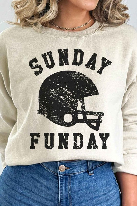 SUNDAY FUNDAY FOOTBALL GAME DAY GRAPHIC SWEATSHIRT SAND SMALL by ROSEMEAD LOS ANGELES CO | Fleurcouture