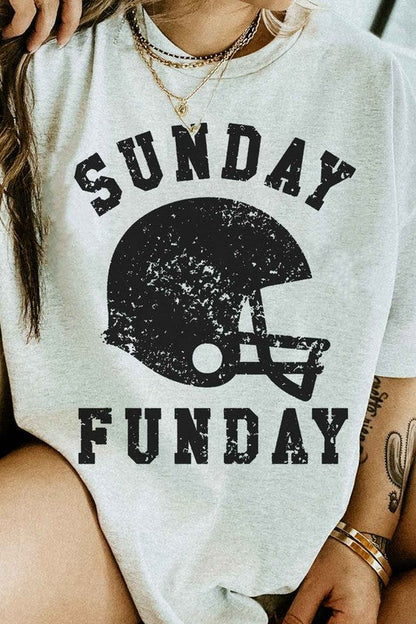 SUNDAY FUNDAY FOOTBALL GAME DAY GRAPHIC TEE ASH SMALL by ROSEMEAD LOS ANGELES CO | Fleurcouture