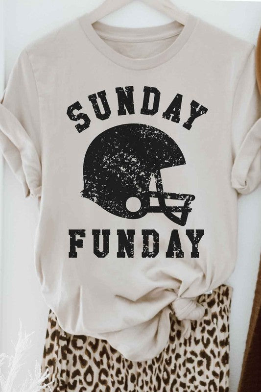 SUNDAY FUNDAY FOOTBALL GAME DAY GRAPHIC TEE SAND SMALL by ROSEMEAD LOS ANGELES CO | Fleurcouture