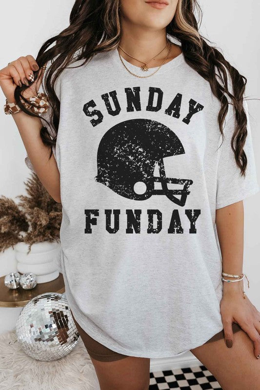 SUNDAY FUNDAY FOOTBALL GAME DAY OVERSIZED TEE ASH S/M by ROSEMEAD LOS ANGELES CO | Fleurcouture