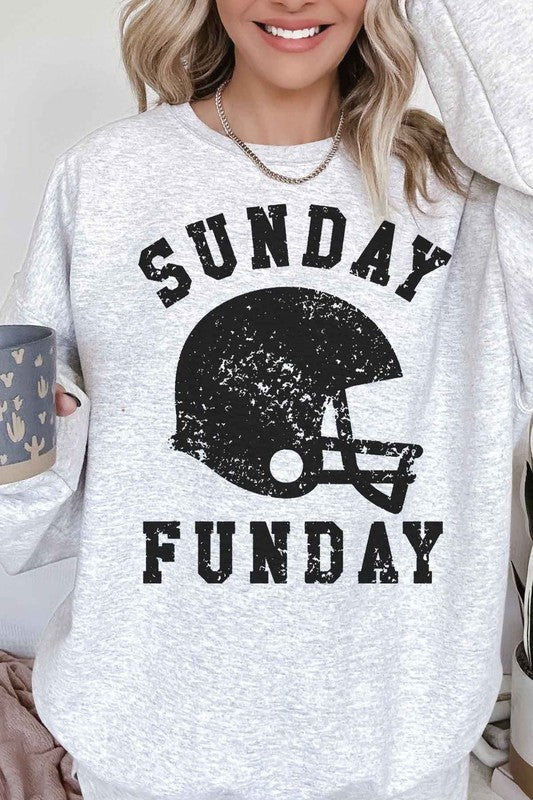 SUNDAY FUNDAY FOOTBALL OVERSIZED SWEATSHIRT ASH S/M by ROSEMEAD LOS ANGELES CO | Fleurcouture