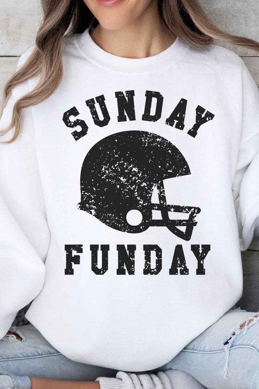 SUNDAY FUNDAY FOOTBALL OVERSIZED SWEATSHIRT WHITE S/M by ROSEMEAD LOS ANGELES CO | Fleurcouture