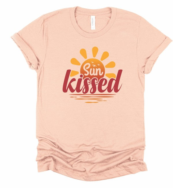 Sunkissed Graphic Tee Heather Peach L by Ocean and 7th | Fleurcouture