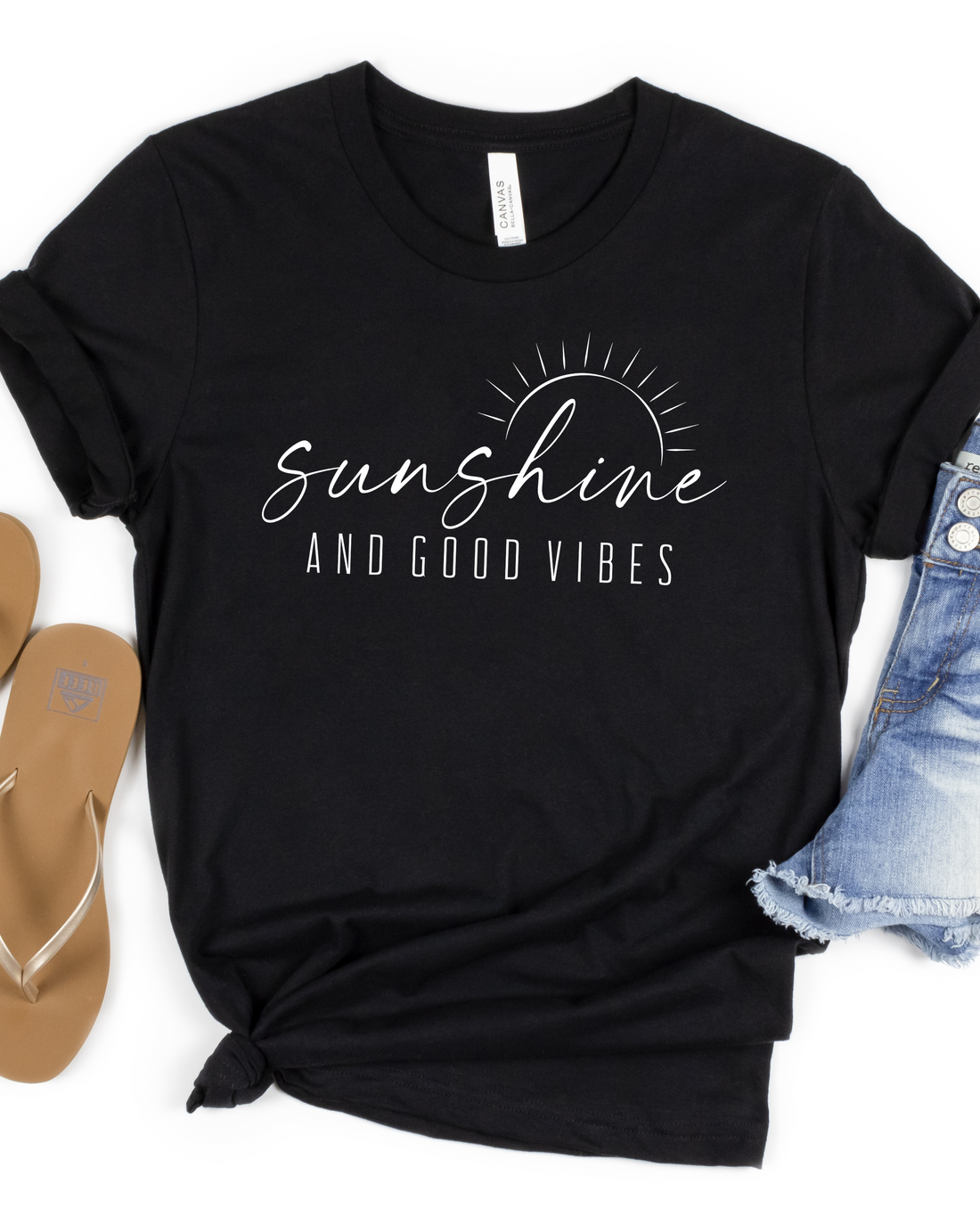 SUNSHINE &amp; GOOD VIBES TEE (BELLA CANVAS) by LL | Fleurcouture