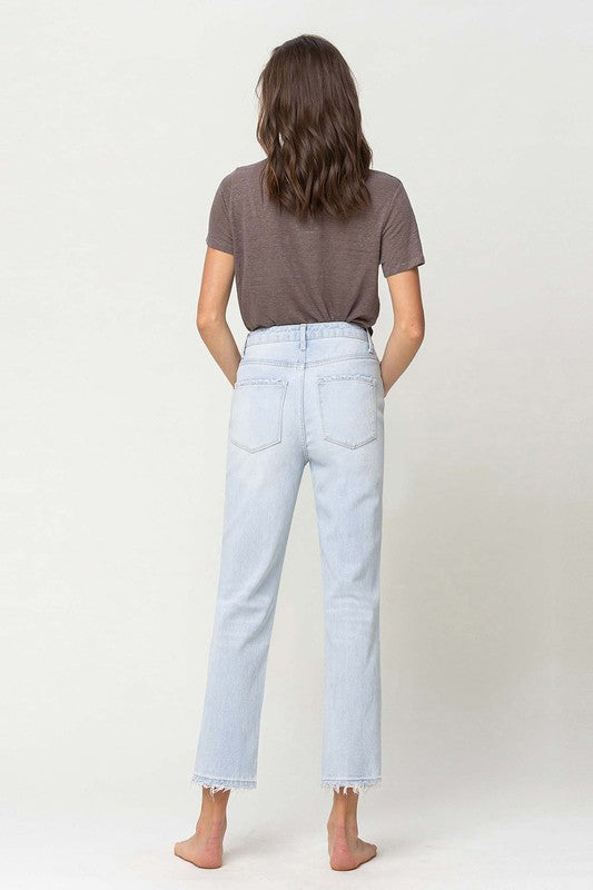 Super High Rise Distressed Crop Straight Jeans YOUTH by VERVET by Flying Monkey | Fleurcouture