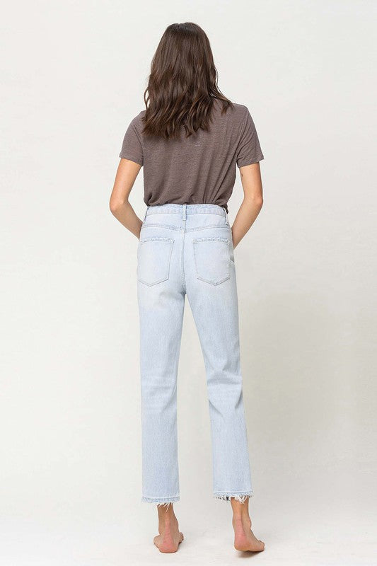 Super High Rise Distressed Crop Straight Jeans YOUTH by VERVET by Flying Monkey | Fleurcouture