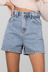 Super High Rise Elastic Waistband Denim Shorts LIGHT S by Denim Lab USA | Fleurcouture