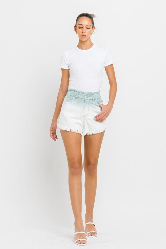 Super High Rise Paperbag Waistband Ombre Shorts ASHFALL by VERVET by Flying Monkey | Fleurcouture