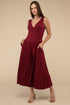 Surplice Neckline Sleeveless Jumpsuit CABERNET S by ZENANA | Fleurcouture