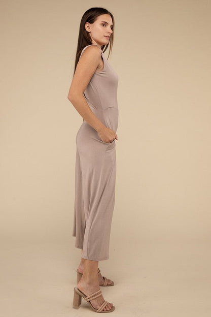 Surplice Neckline Sleeveless Jumpsuit by ZENANA | Fleurcouture