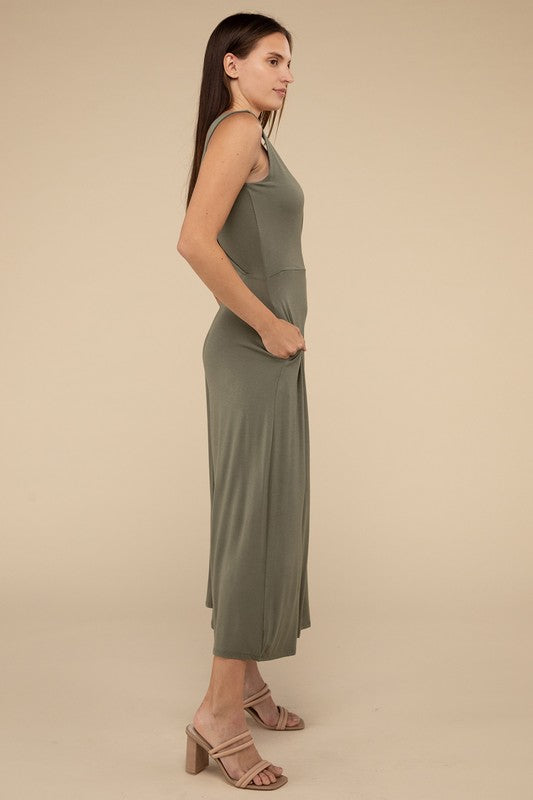 Surplice Neckline Sleeveless Jumpsuit by ZENANA | Fleurcouture