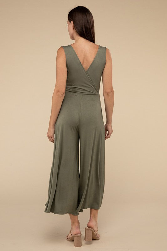 Surplice Neckline Sleeveless Jumpsuit by ZENANA | Fleurcouture