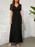 Surplice Short Sleeve Maxi Dress Black S Women&