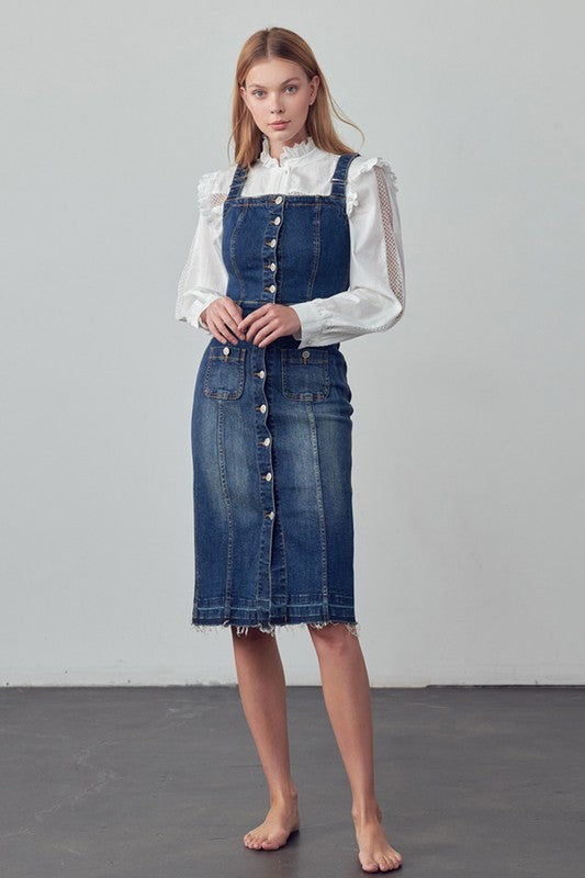 SUSPENDERS DENIM SKIRT DARK by Insane Gene | Fleurcouture