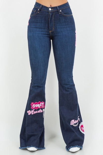 SweetHeart Bell Bottom Jean in Dark Denim Dark Wash by GJG Denim | Fleurcouture