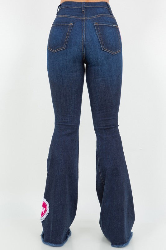 SweetHeart Bell Bottom Jean in Dark Denim Dark Wash by GJG Denim | Fleurcouture