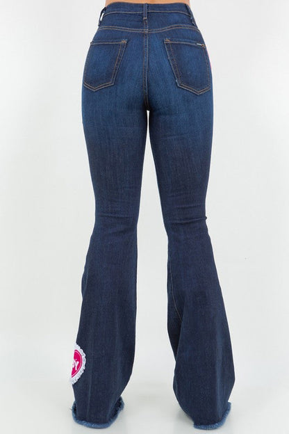 SweetHeart Bell Bottom Jean in Dark Denim Dark Wash by GJG Denim | Fleurcouture