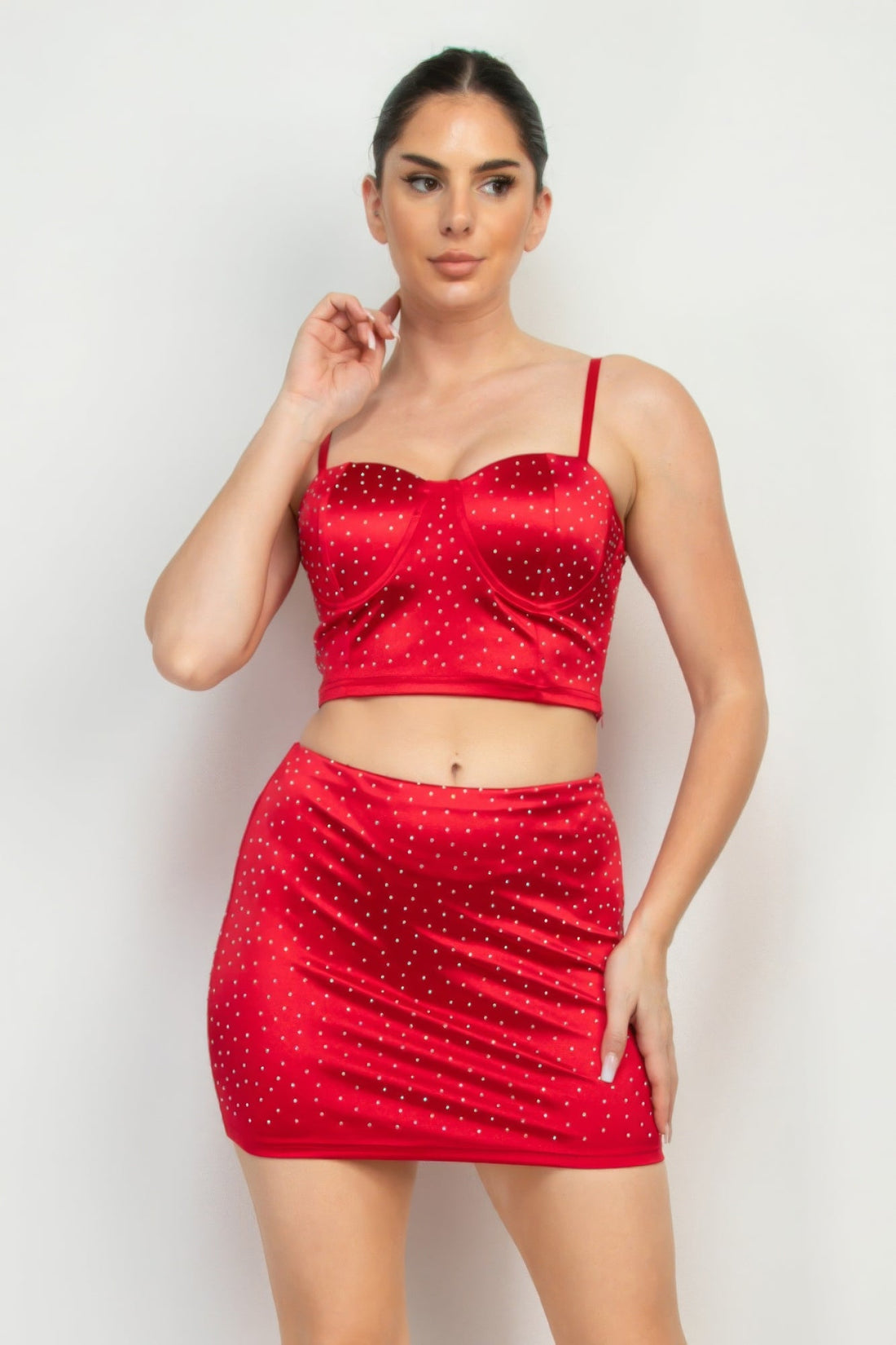 Sweetheart Bustier Rhinestones Crop Top by Fleurcouture | Fleurcouture