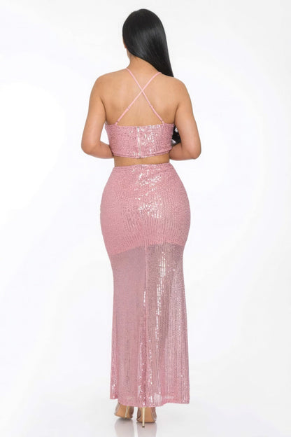 Sxy Back Sequin Maxi Dress by Fleurcouture | Fleurcouture