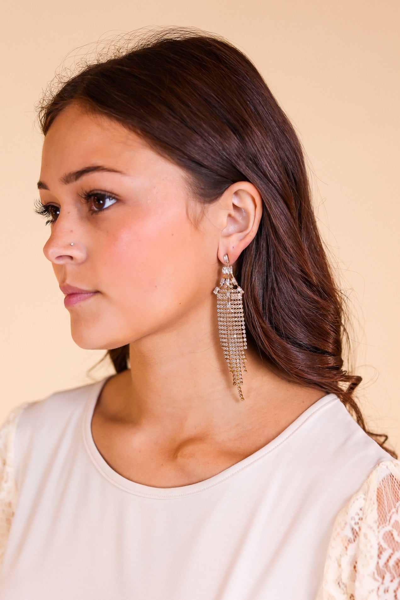 Take Me To Paris Gold Beaded Tassel Earrings Gold One Size Earrings by Grace &amp; Emma | Fleurcouture