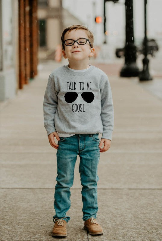 Talk to Me Goose Toddler Sweatshirt Oxford Grey 2T by Ocean and 7th | Fleurcouture