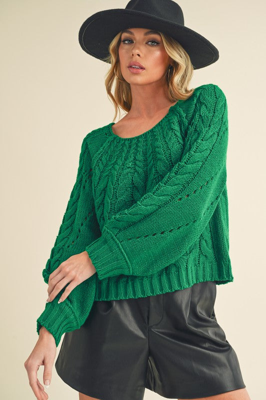 Tally Sweater Green S by Aemi + Co | Fleurcouture