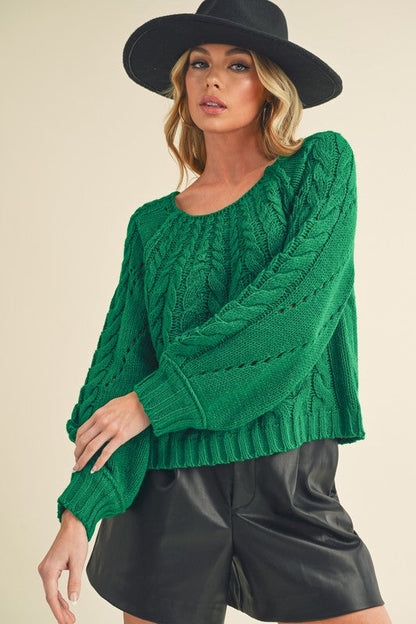 Tally Sweater Green S by Aemi + Co | Fleurcouture