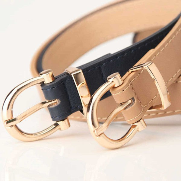 Tally Vegan Leather Belt Navy OS by ClaudiaG Collection | Fleurcouture