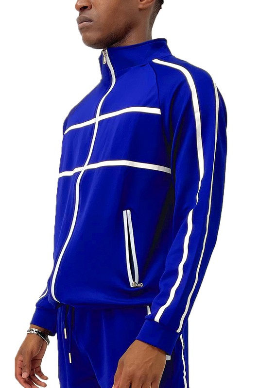 TAPE STRIPE TRACK JACKET ROYAL S Men&