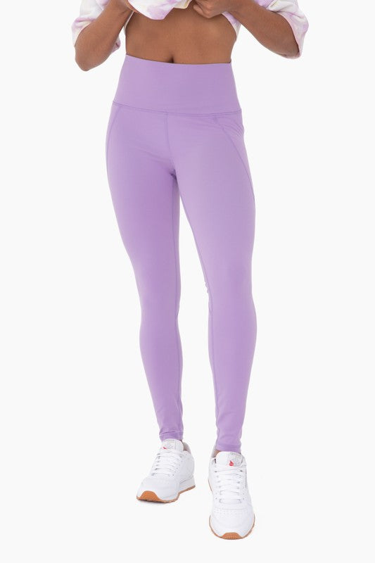 Tapered Band Essential Solid Highwaist Leggings PURPLE ORCHID S by Mono B | Fleurcouture