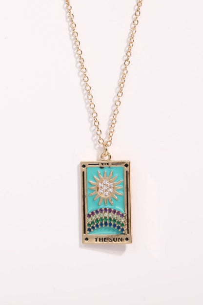 Tarot Card Pendant Stainless Steel Necklace One Size Jewelry by Trendsi | Fleurcouture