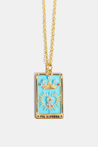 Tarot Card Pendant Stainless Steel Necklace Queen One Size Jewelry by Trendsi | Fleurcouture