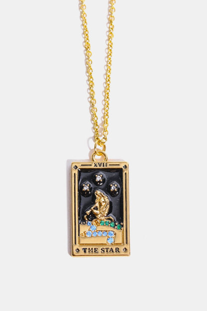 Tarot Card Pendant Stainless Steel Necklace Star One Size Jewelry by Trendsi | Fleurcouture