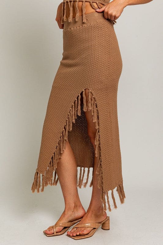 Tassel Detail Sweater Midi Skirt by LE LIS | Fleurcouture