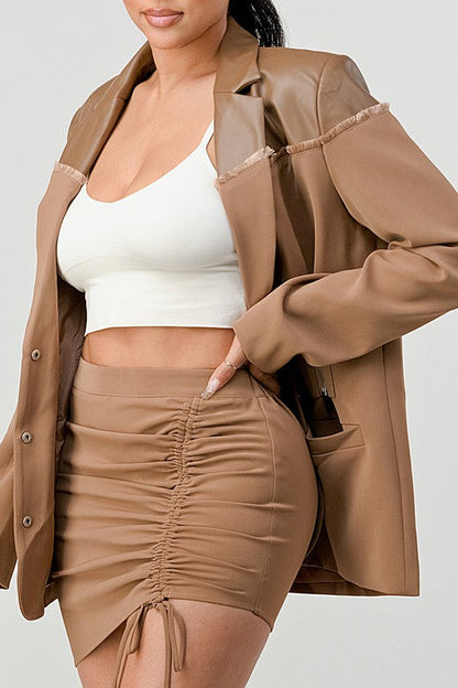 TAUPE TRENDY SKIRT SET TAUPE by Athina | Fleurcouture