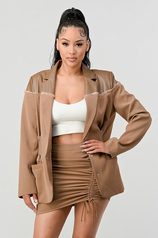 TAUPE TRENDY SKIRT SET TAUPE by Athina | Fleurcouture