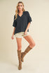 Tes 3/4 Sleeve Ruffle Top BLACK S by Aemi + Co | Fleurcouture