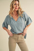 Tes 3/4 Sleeve Ruffle Top PALE BLUE S by Aemi + Co | Fleurcouture