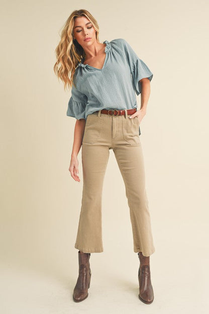 Tes 3/4 Sleeve Ruffle Top S by Aemi + Co | Fleurcouture