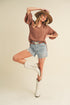 Tes 3/4 Sleeve Ruffle Top TERRACOTTA S by Aemi + Co | Fleurcouture