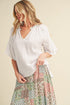 Tes 3/4 Sleeve Ruffle Top WHITE S by Aemi + Co | Fleurcouture