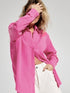 Textured Collared Neck Long Sleeve Shirt Fuchsia Pink S Tops by Trendsi | Fleurcouture