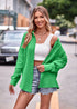 Textured Dropped Shoulder Longline Shirt Mid Green S by Trendsi | Fleurcouture