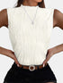 Textured Mock Neck Tank Cream S Tops/Tank Tops by Trendsi | Fleurcouture