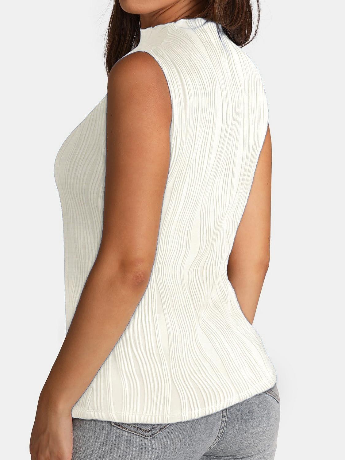 Textured Mock Neck Tank Tops/Tank Tops by Trendsi | Fleurcouture