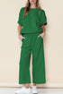 Textured T Shirt and Drawstring Pants Set green SW625264-P209 S by SHEWIN INC. | Fleurcouture